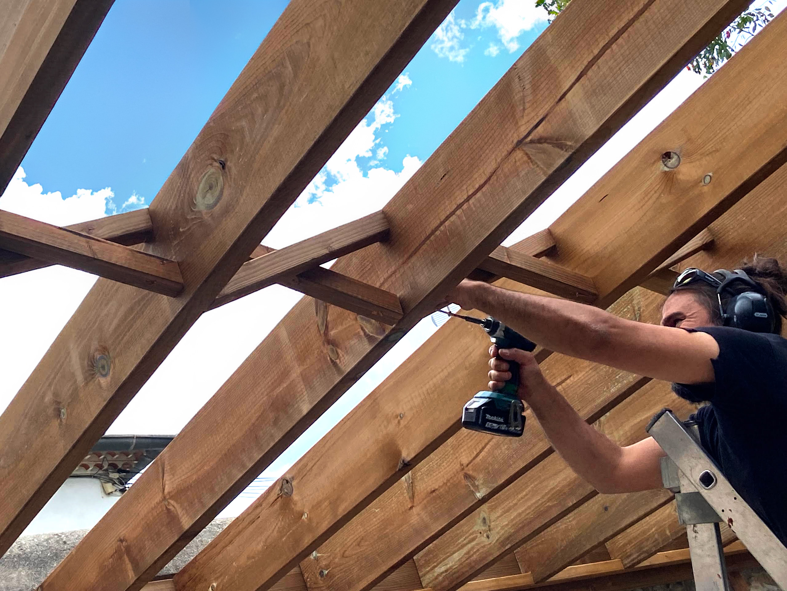 Chantier de charpente ossature bois Core Bois à Montpellier